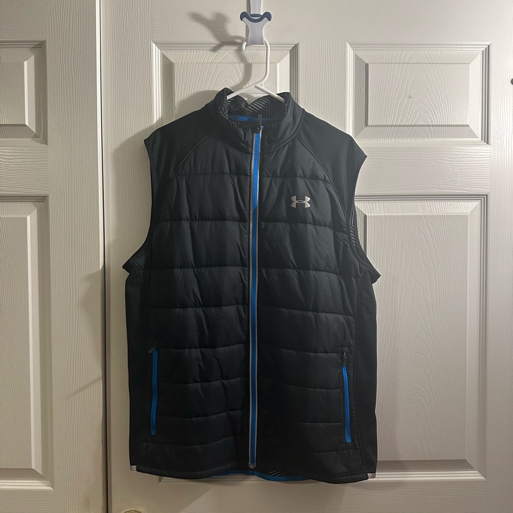 Under Armour Men's Black Vest with Blue Trim Size XL Used